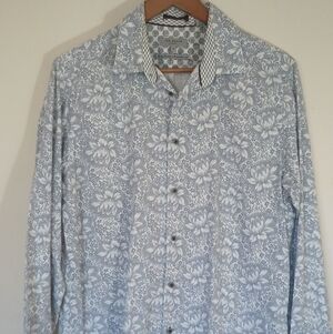 Ted Baker London Men's Button down Shirt White Floral Size 5